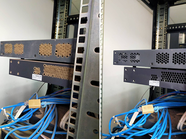 通讯网络设备清洗对比照